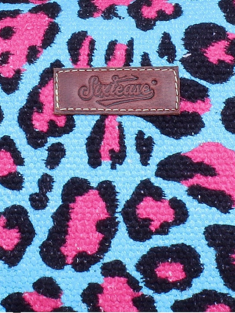 Sixtease Up-cycled Canvas Duffle Bag Leopard Print Adjustable Shoulder Strap - Picture 9 of 11